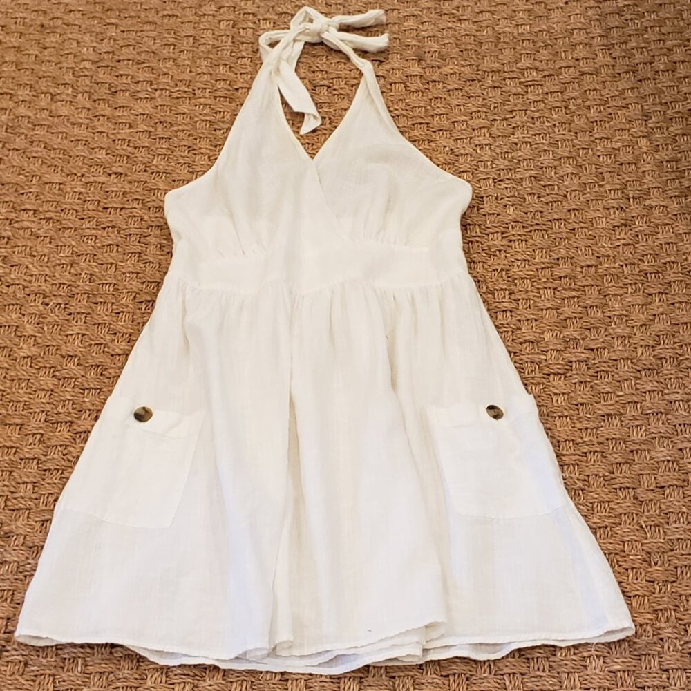 American Eagle White Halter 100% Cotton Sundress